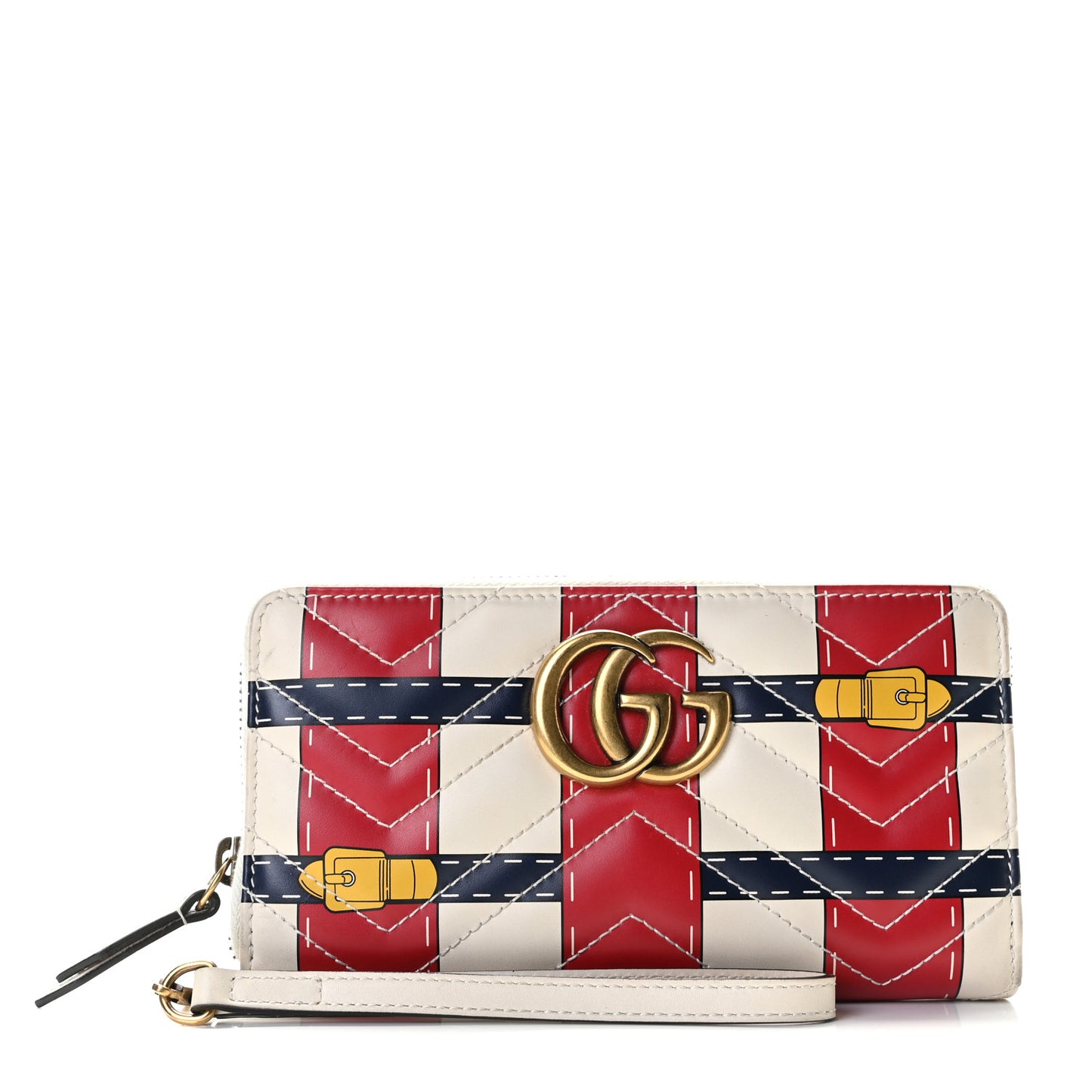 Calfskin Matelasse Trompe L'Oeil Print GG Marmont Zip Around Wallet