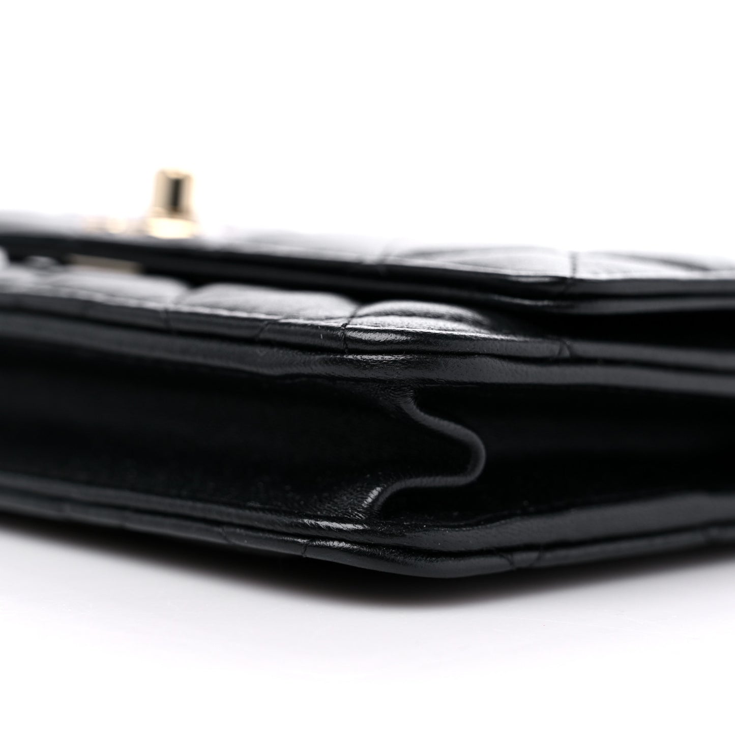 Lambskin Quilted Trendy CC Wallet On Chain WOC Black