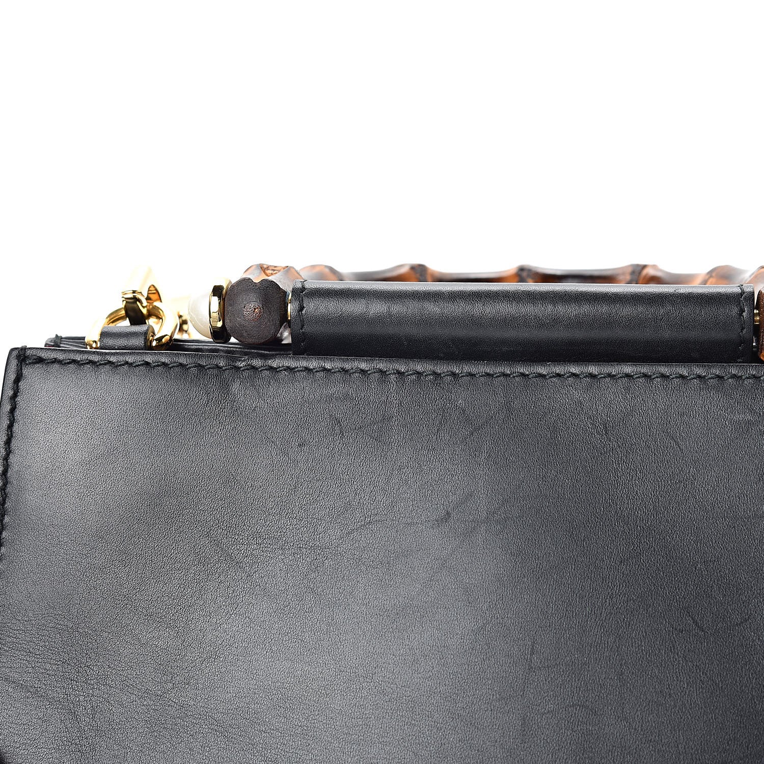 Gucci Nappa Bamboo Web Mini Nymphaea Top Handle Bag Black 14 of 17
