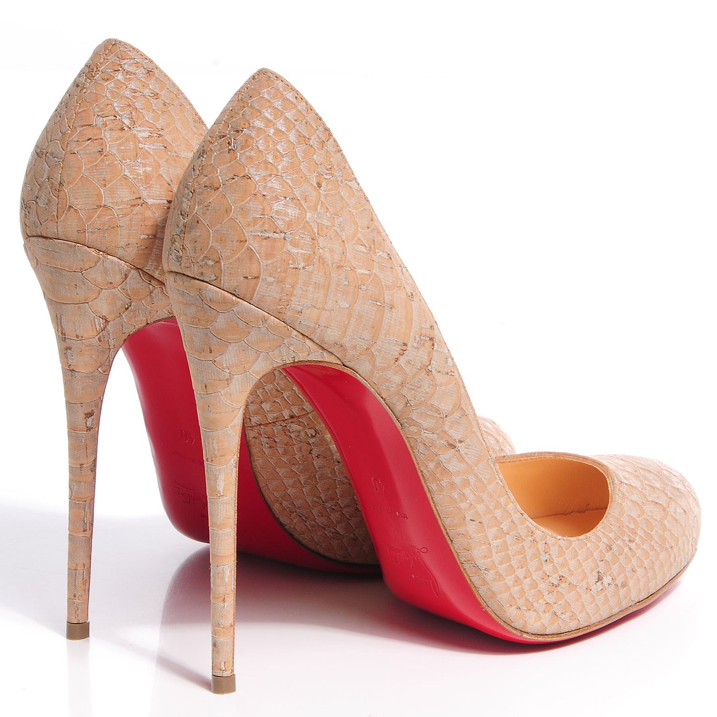 Snake Embossed Cork Fifi 120 Pumps 40 Beige