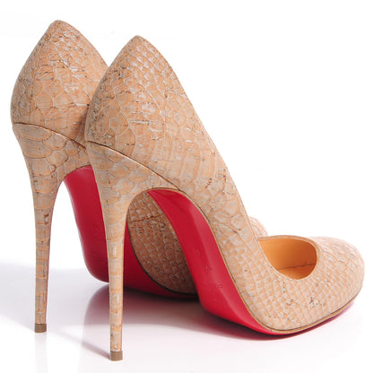 Christian Louboutin Snake Embossed Cork Fifi 120 Pumps 40 Beige 4 of 6