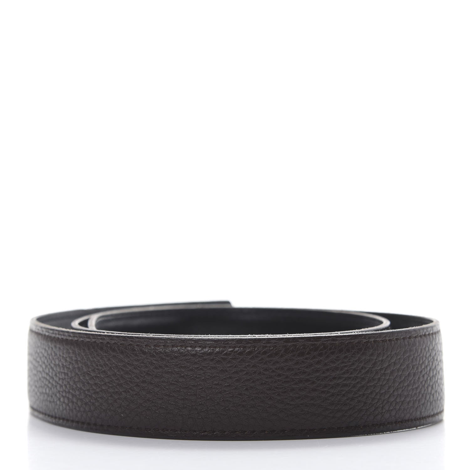 Hermes Box Togo 32mm H Belt Strap 80 Black Chocolate 2 of 8