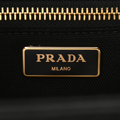 Prada Wicker Canvas Shoulder Bag Black 6 of 11