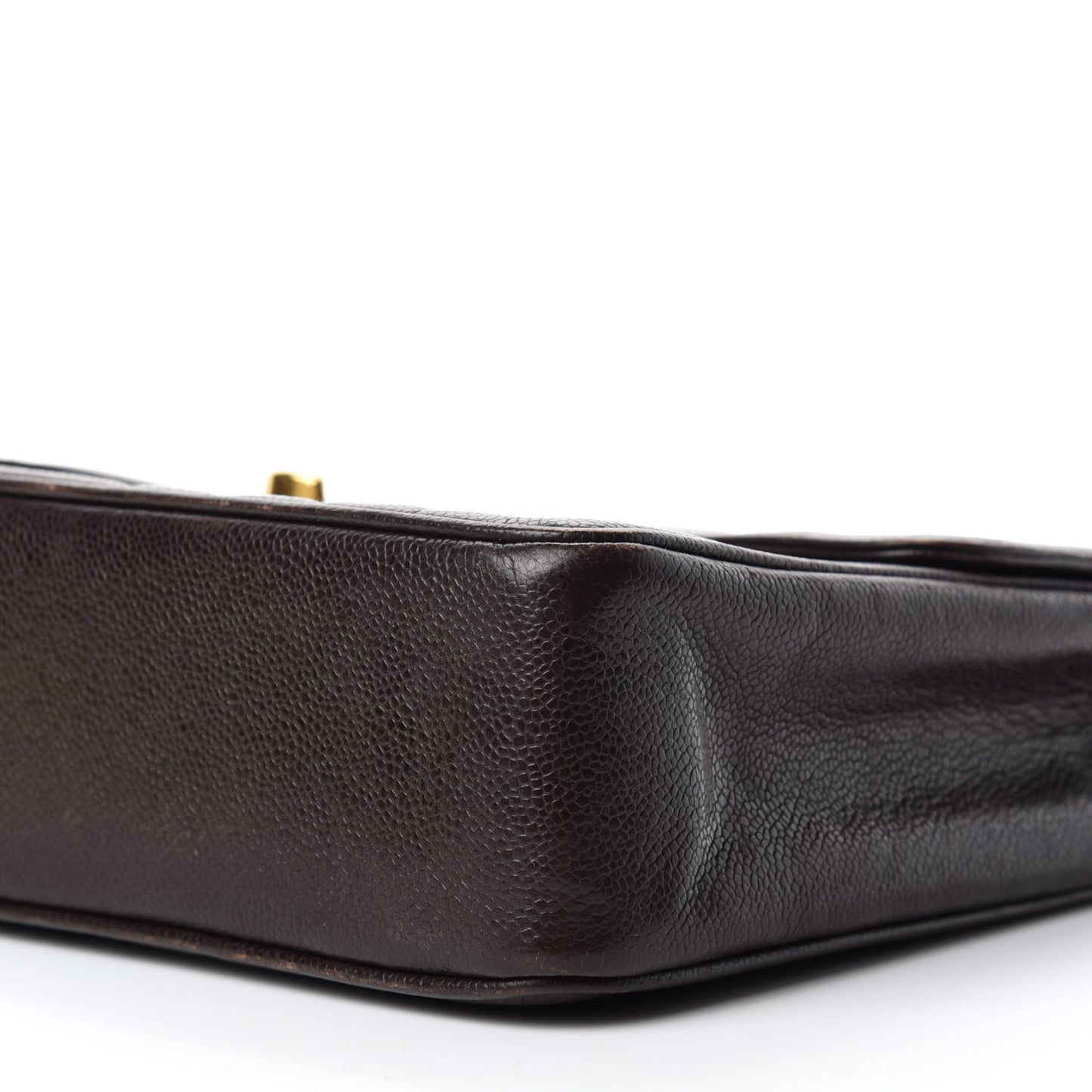 Caviar Vertical Quilted Jumbo Single Flap Brown