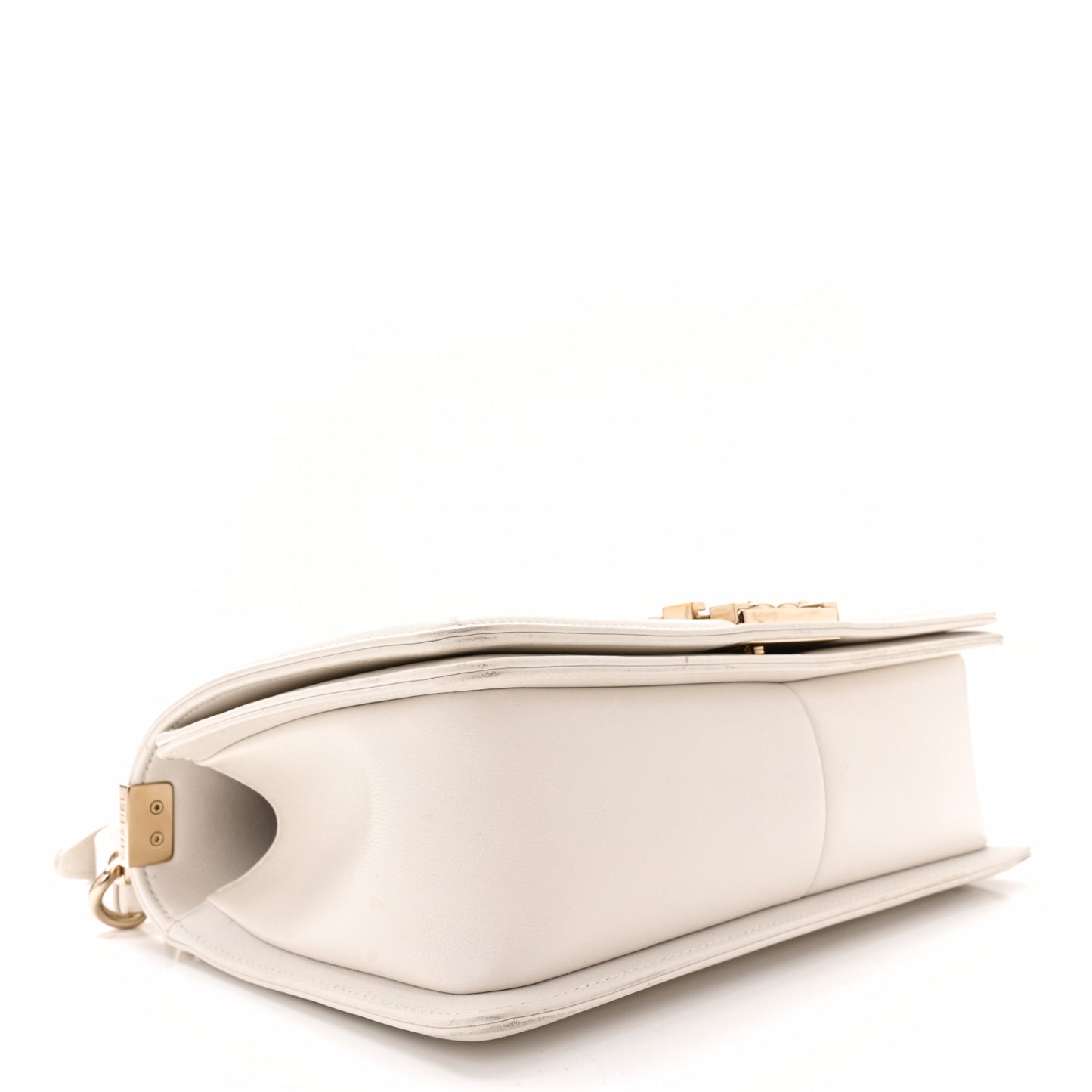 Calfskin Quilted Medium Chain Embellished Boy Flap White