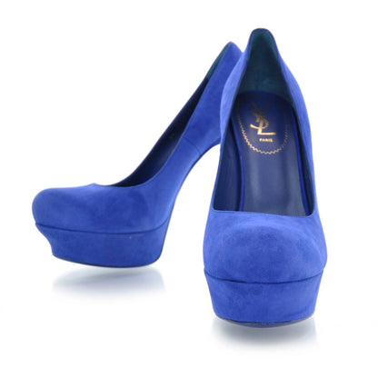 Saint Laurent Suede Palais Platform Pumps 41 Electric Blue 1 of 7