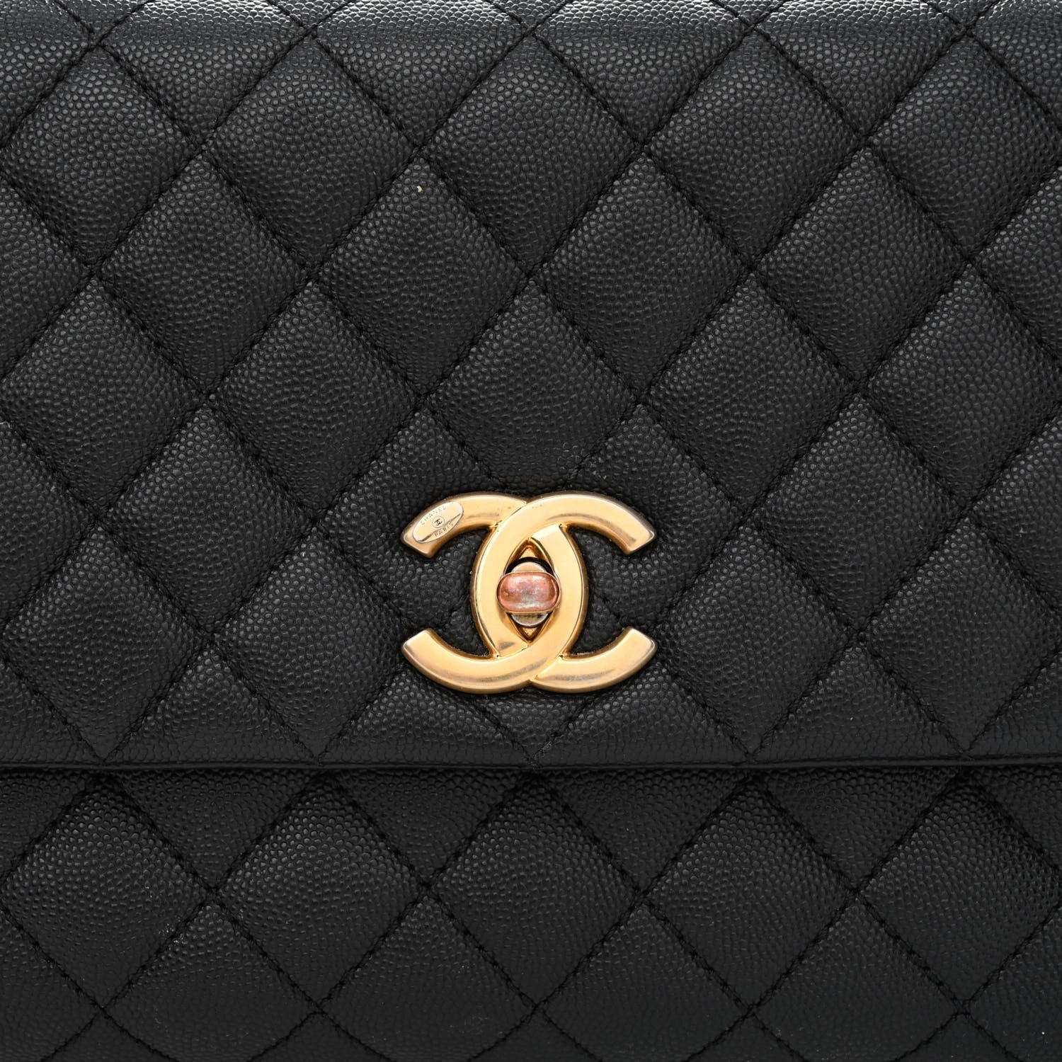 Chanel Caviar Lizard Embossed Quilted Small Coco Handle Flap Black 9 of 11