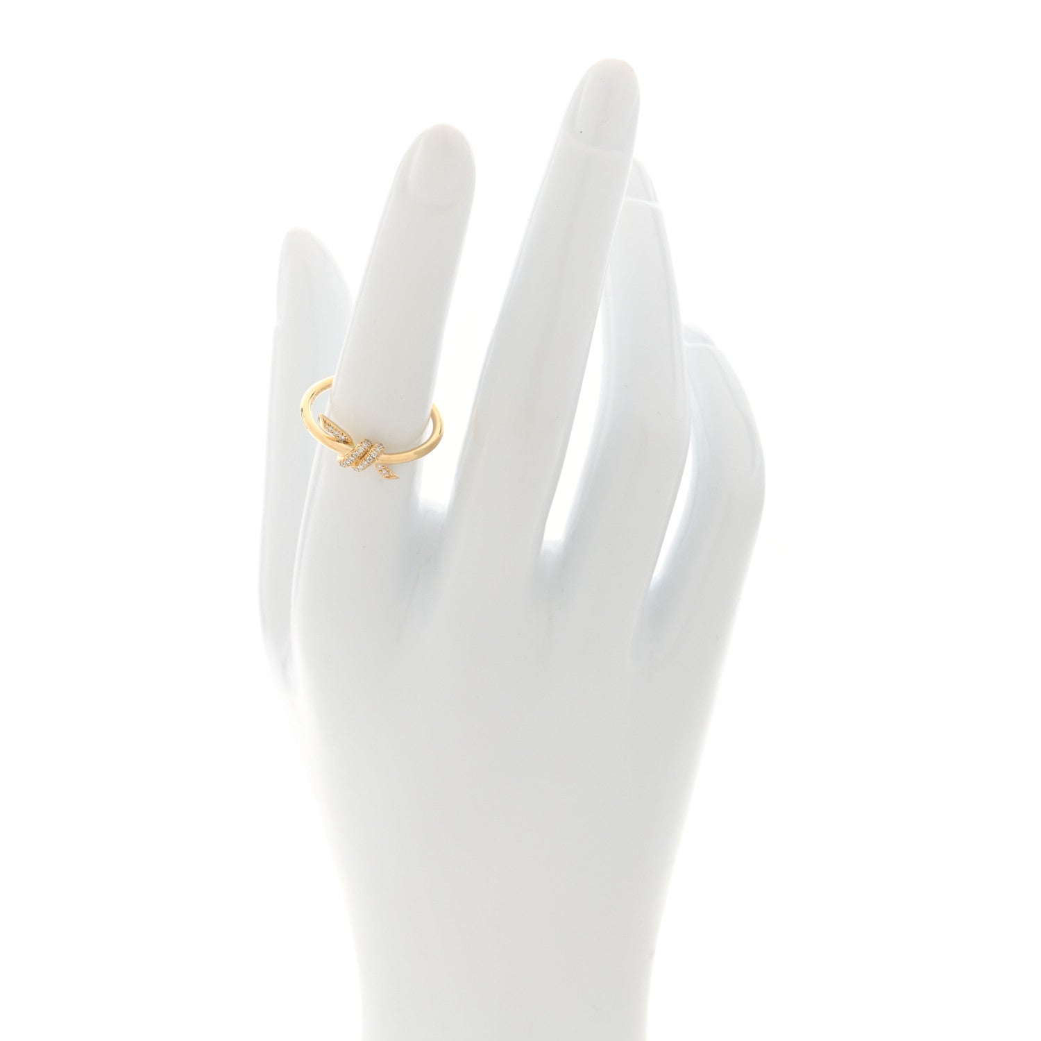 Tiffany 18K Yellow Gold Diamond Small Knot Ring 54 7 2 of 5