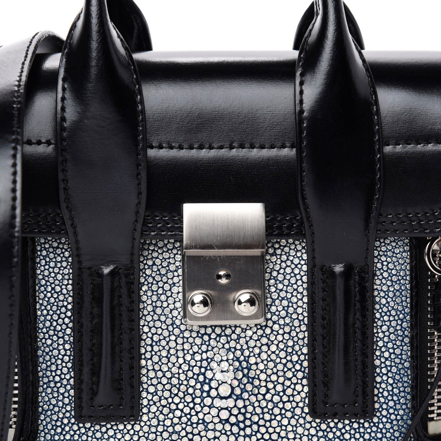 3.1 Smooth Calfskin Stingray Pashli Small Satchel Black