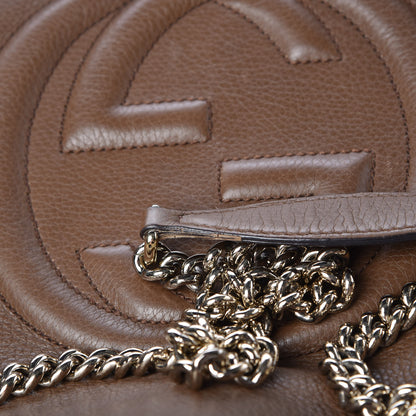 Gucci Pebbled Calfskin Medium Soho Chain Shoulder Bag Maple Brown 11 of 19
