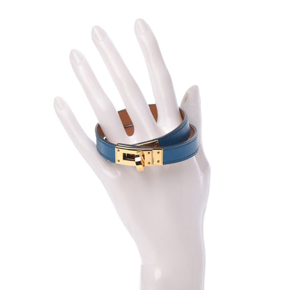 Hermes Tadelakt Kelly Double Tour Bracelet M Bleu Izmir 2 of 6