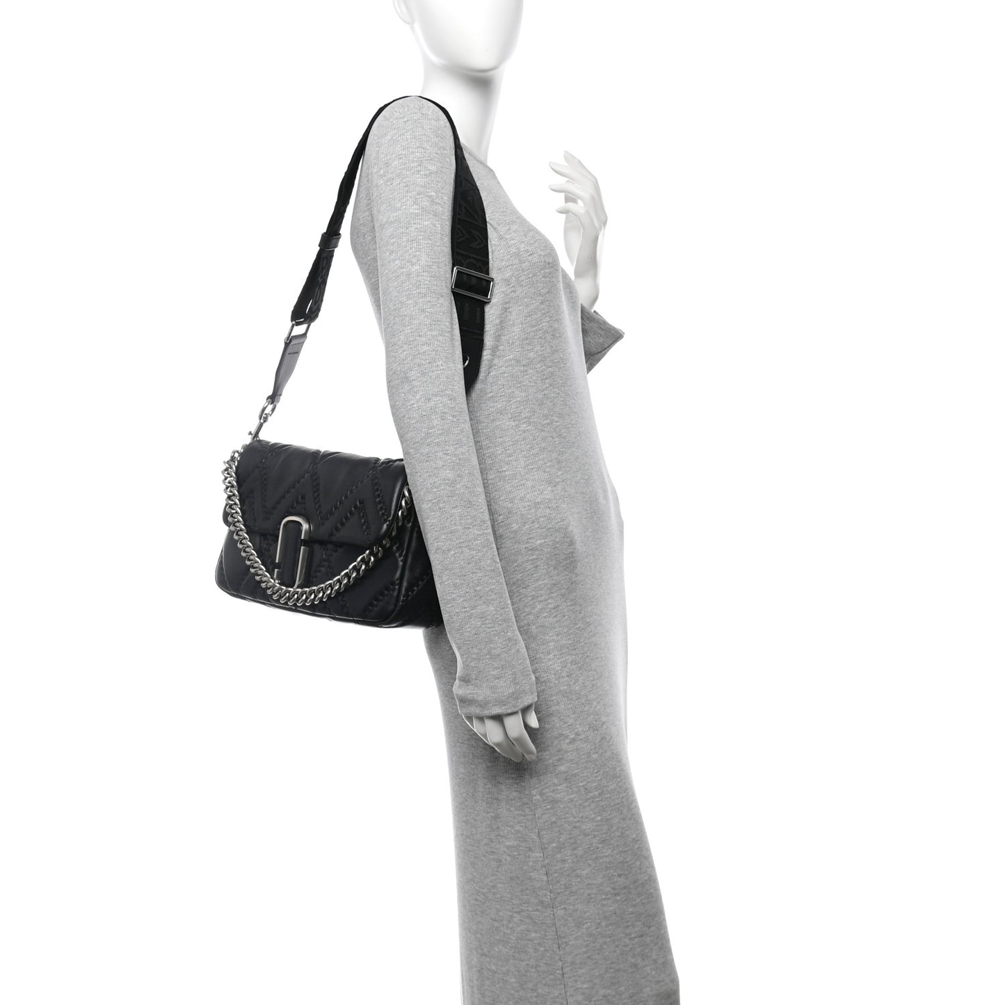 Lambskin Quilted J Marc Large Shoulder Bag Black