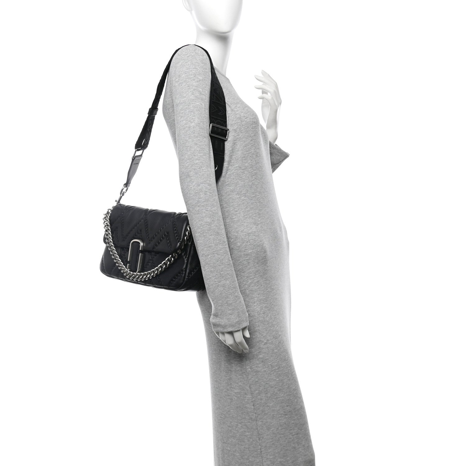 Marc Jacobs Lambskin Quilted J Marc Large Shoulder Bag Black 3 of 10