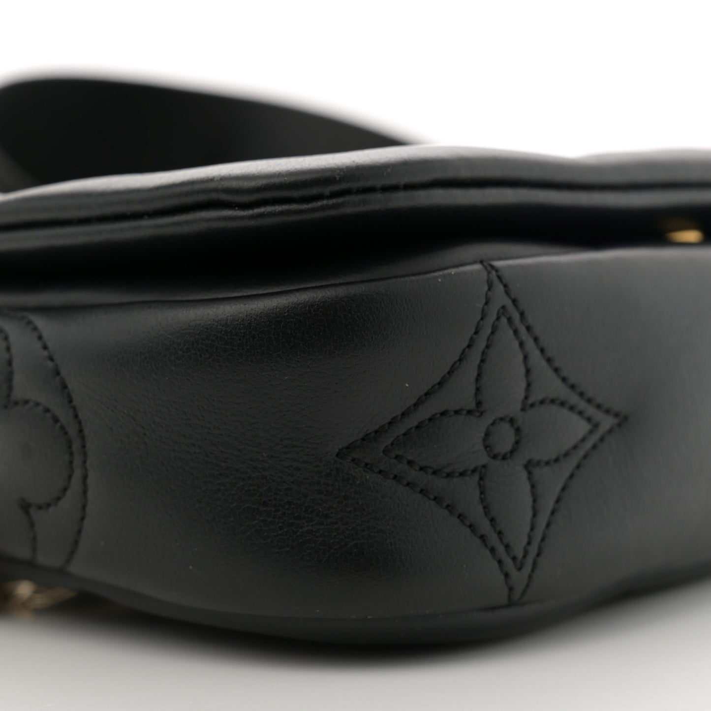 Calfskin Bubblegram Wallet On Strap Black