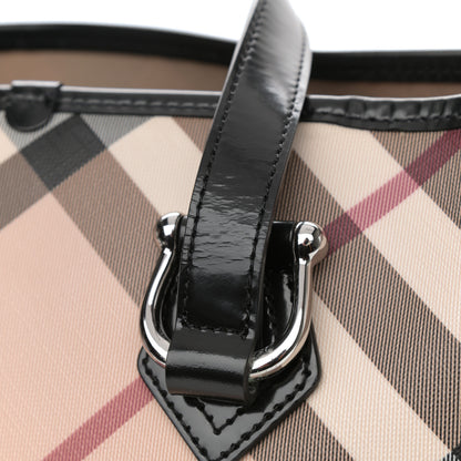 Burberry Patent Trim Nova Check Small Nickie Shopper Tote 10 of 11