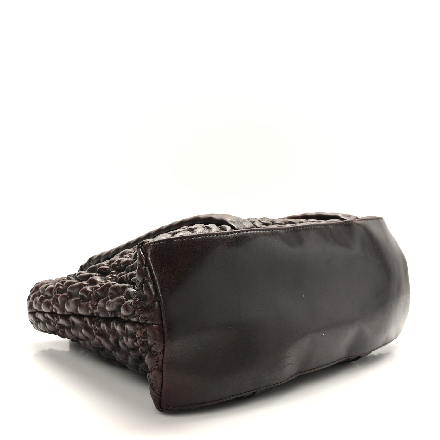 Chanel Wrinkled Lambskin Hidden Chain Small Tote Brown 4 of 9