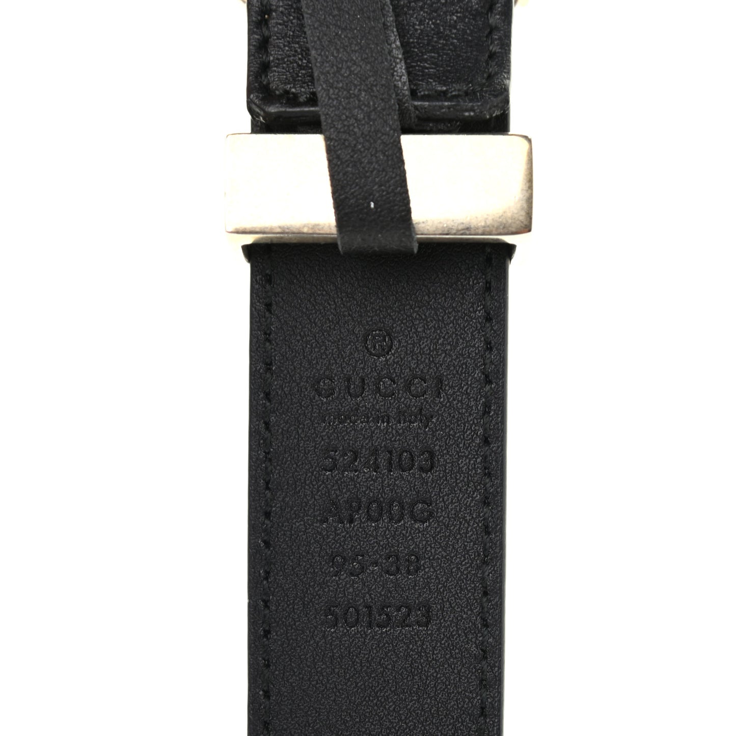 Moon Calfskin Torchon Double G 25mm Belt 95 38 Black