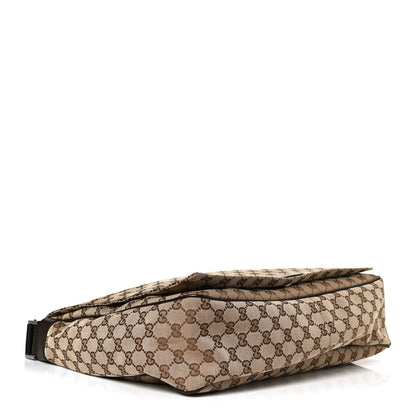 Gucci Monogram Large Flap Messenger Bag Beige Dark Brown 3 of 10