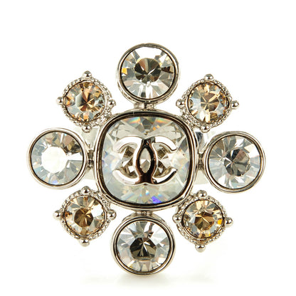 Chanel Crystal CC Ring 6.75 Silver 1 of 6