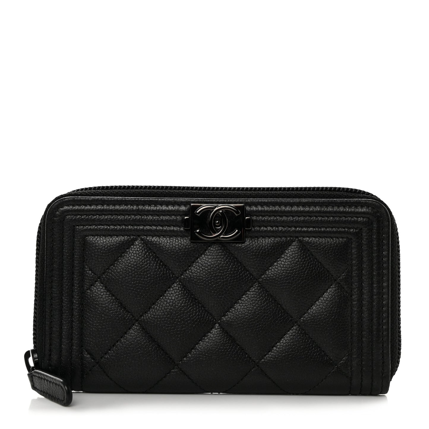 Caviar Quilted Small Boy Zip Around Wallet So Black