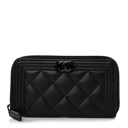 Chanel Caviar Quilted Small Boy Zip Around Wallet So Black 1 of 10