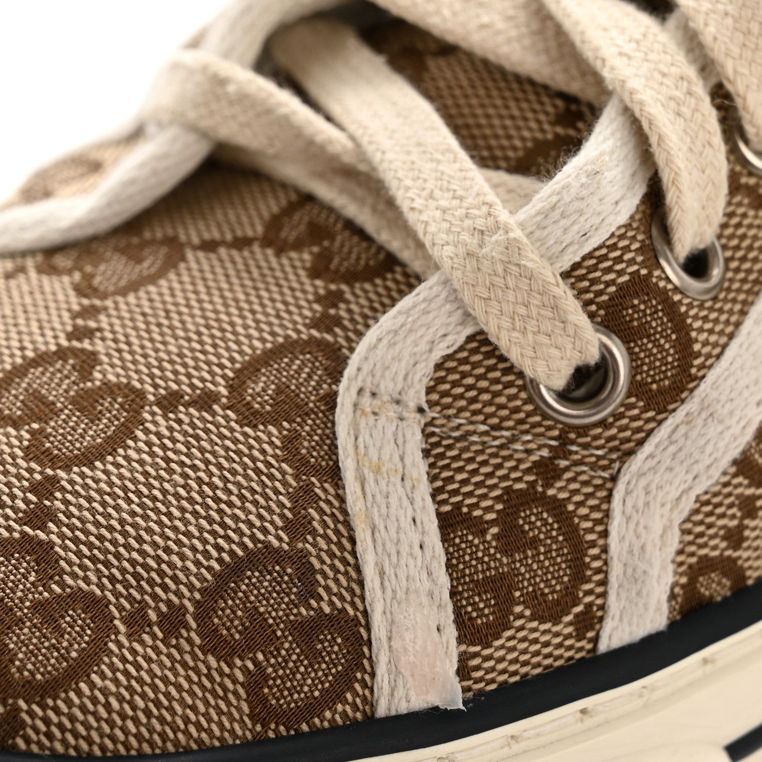 Gucci GG Monogram Web Womens 1977 Tennis Sneakers 40.5 Beige Ebony Mystic White 9 of 11