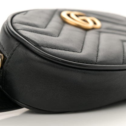 Gucci Calfskin Matelasse GG Marmont Belt Bag 85 34 Black 9 of 14