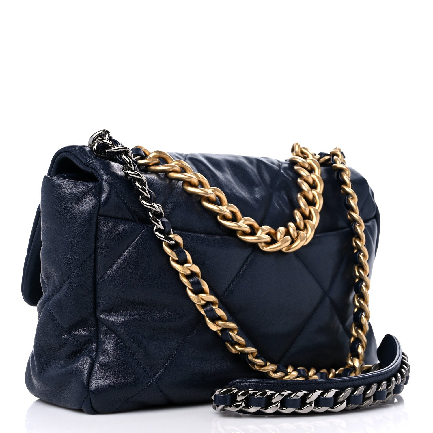 Chanel Lambskin Quilted Large Chanel 19 Flap Navy Blue 3 of 9