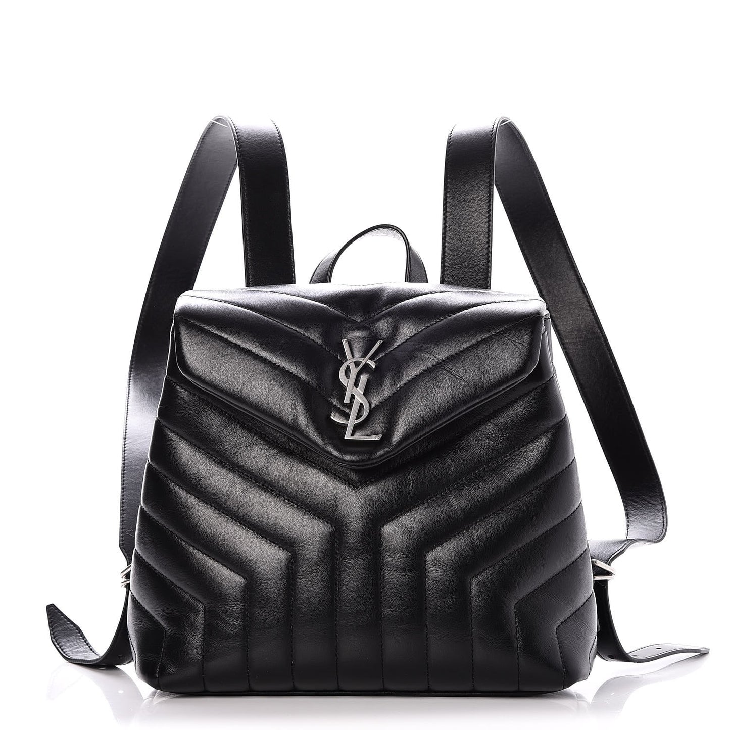 Calfskin Y Quilted Monogram Small Loulou Backpack Black