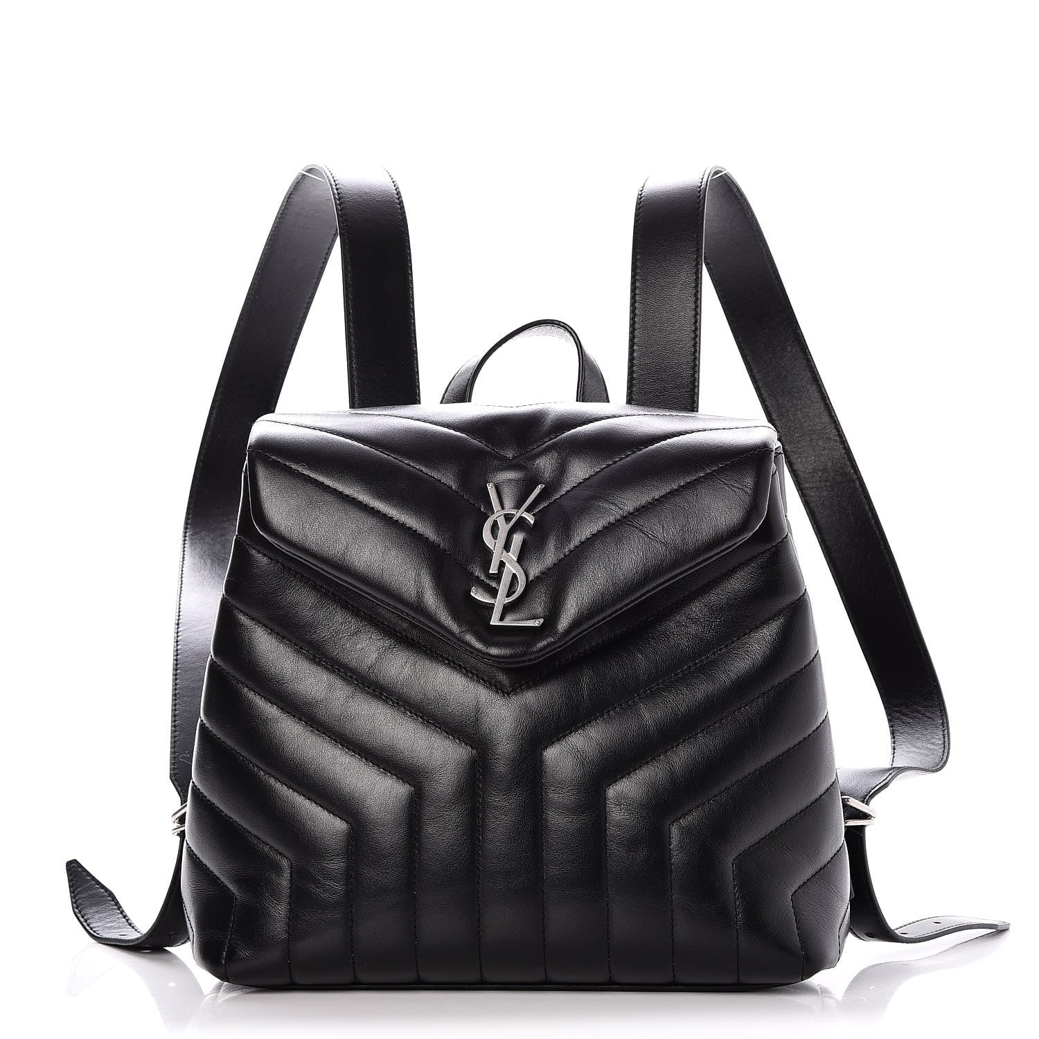 Saint Laurent Calfskin Y Quilted Monogram Small Loulou Backpack Black 1 of 8