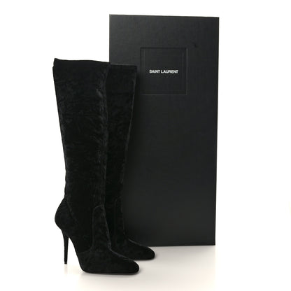 Saint Laurent Velvet Ella 110 Knee High Boots 39 Black 7 of 7
