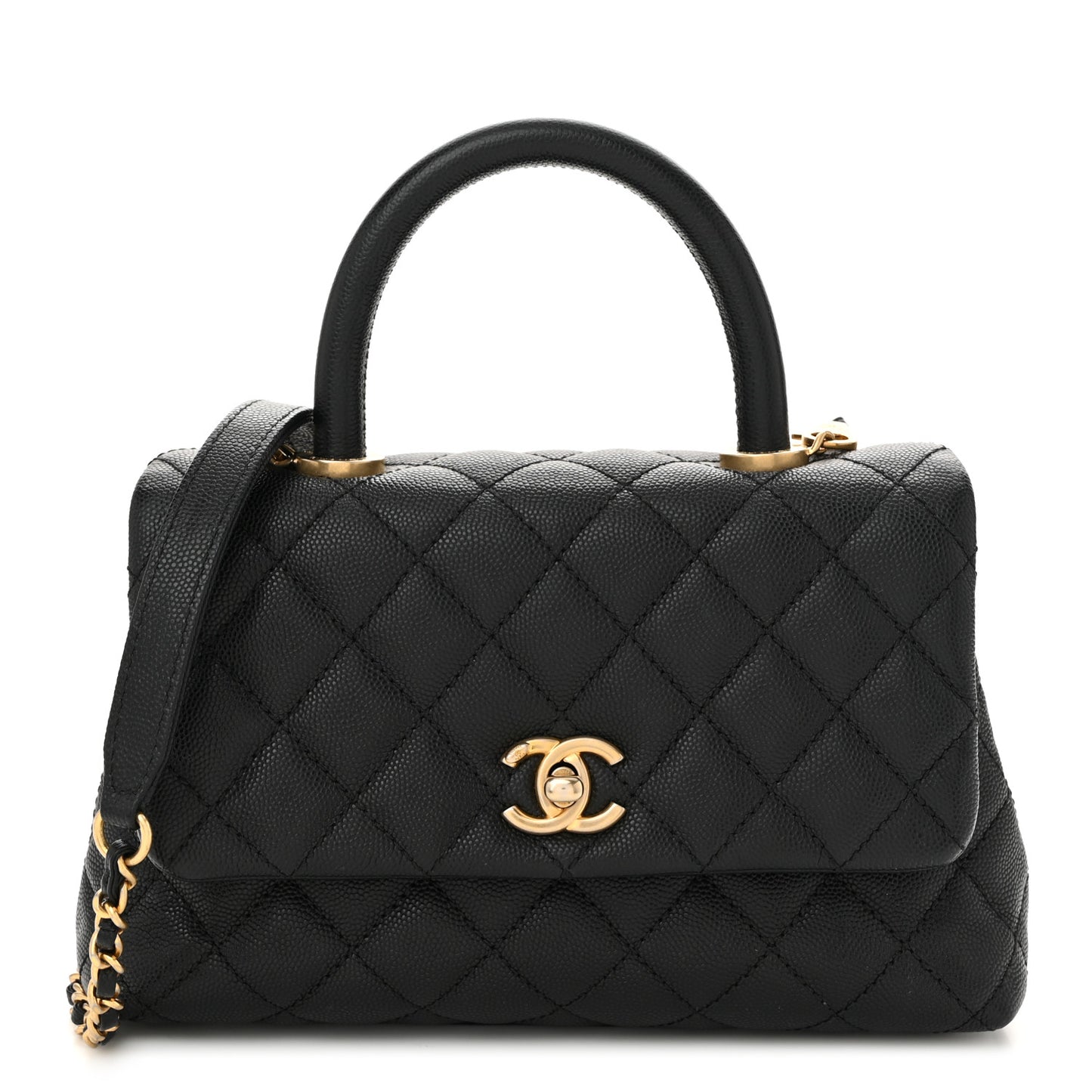 Caviar Quilted Mini Coco Handle Flap Black