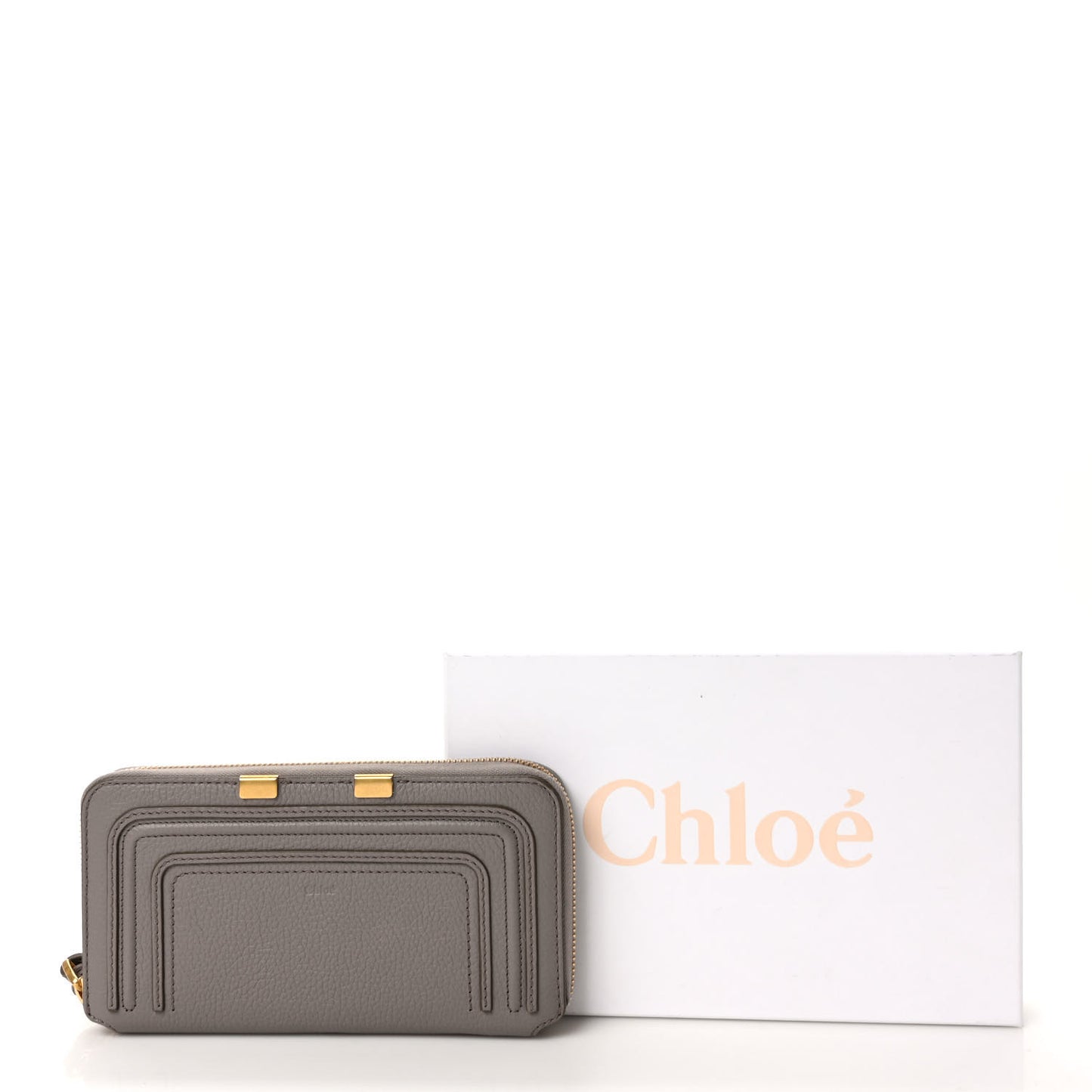 Calfskin Marcie Long Zip Around Wallet Cashmere Grey