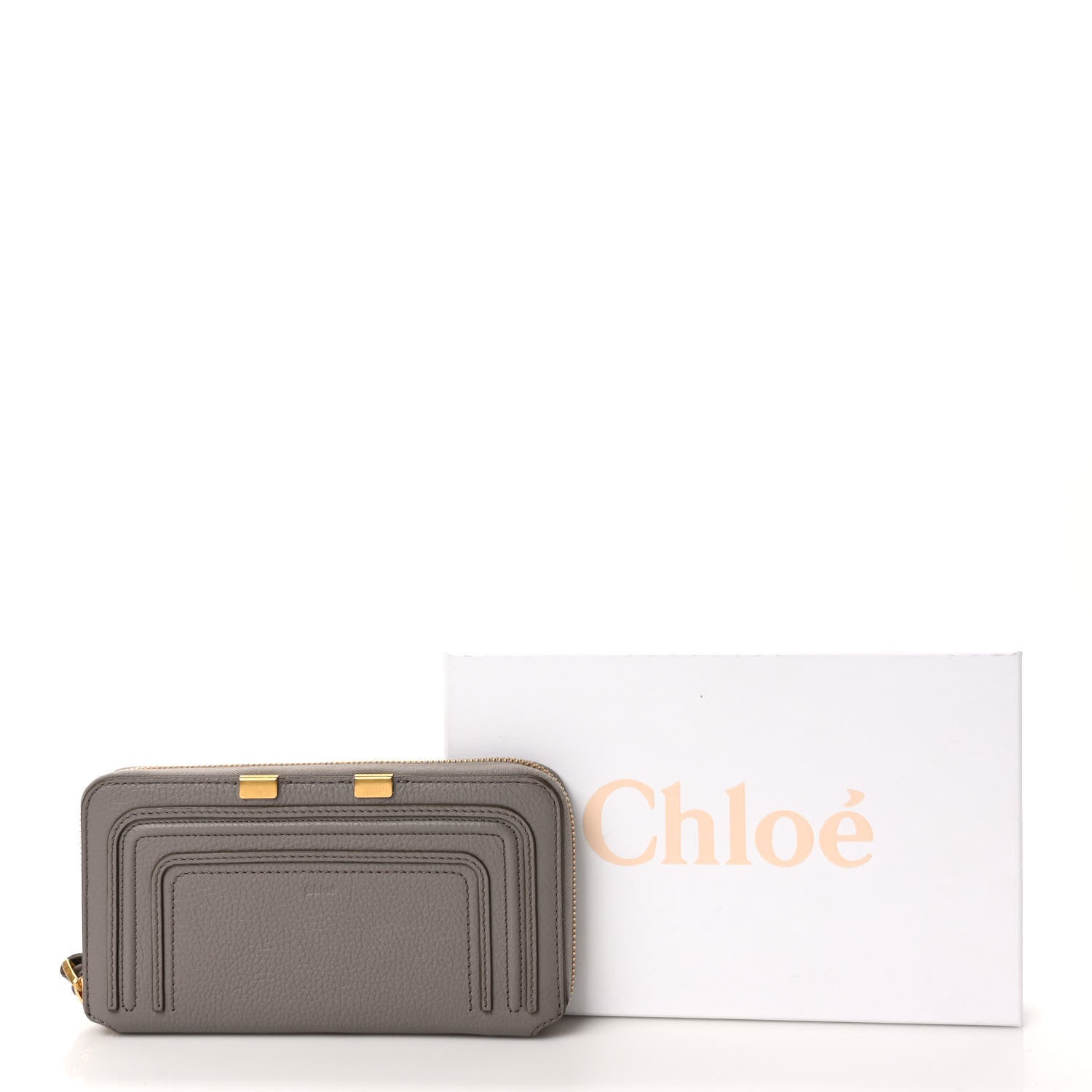 Chloe Calfskin Marcie Long Zip Around Wallet Cashmere Grey 7 of 7