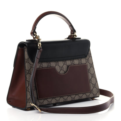 Gucci GG Supreme Monogram Calfskin Small Padlock Top Handle Bag Beige Black Cuir 2 of 4