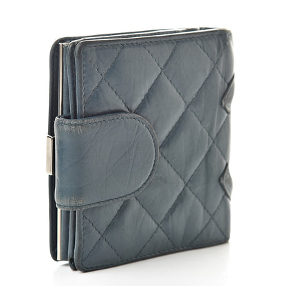 Chanel Aged Calfskin Cambon Compact Wallet Blue 3 of 17