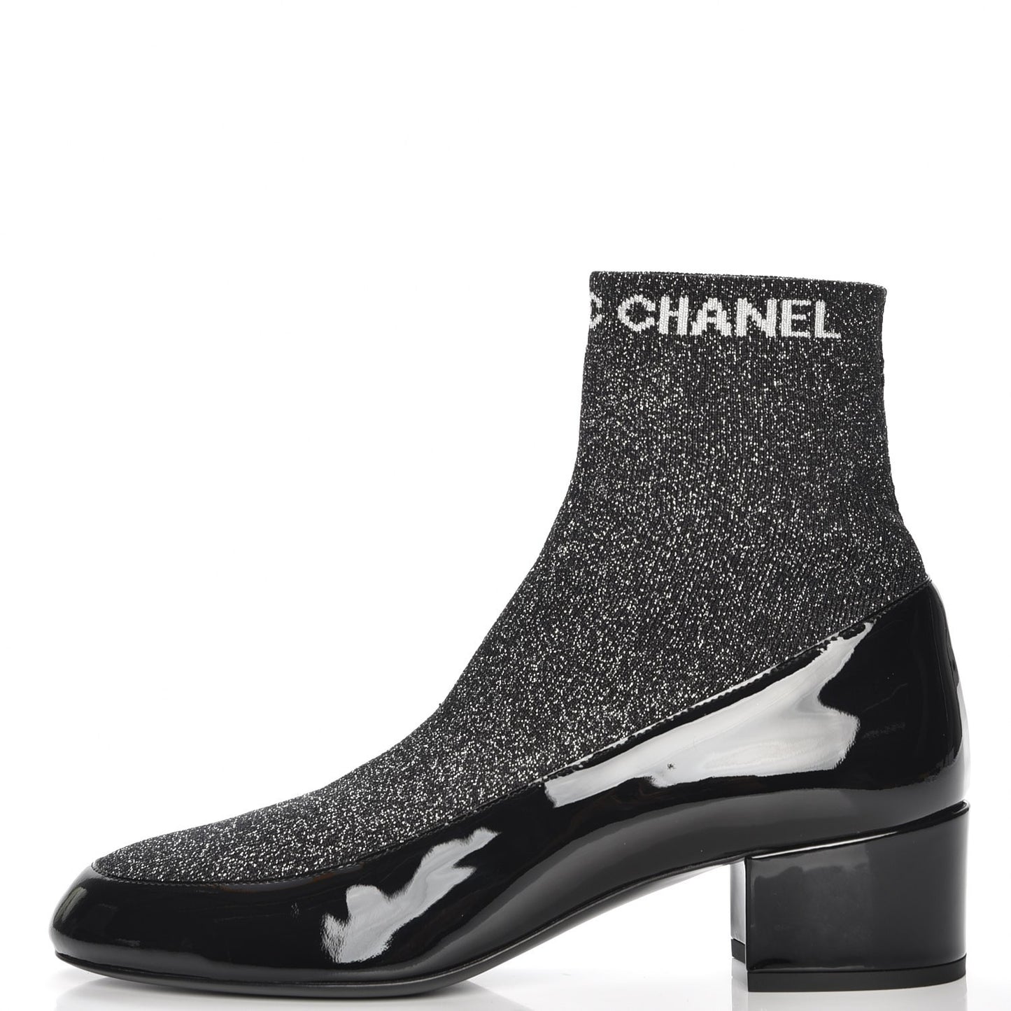 Fabric Patent Short Boots 39 Dark Grey Black