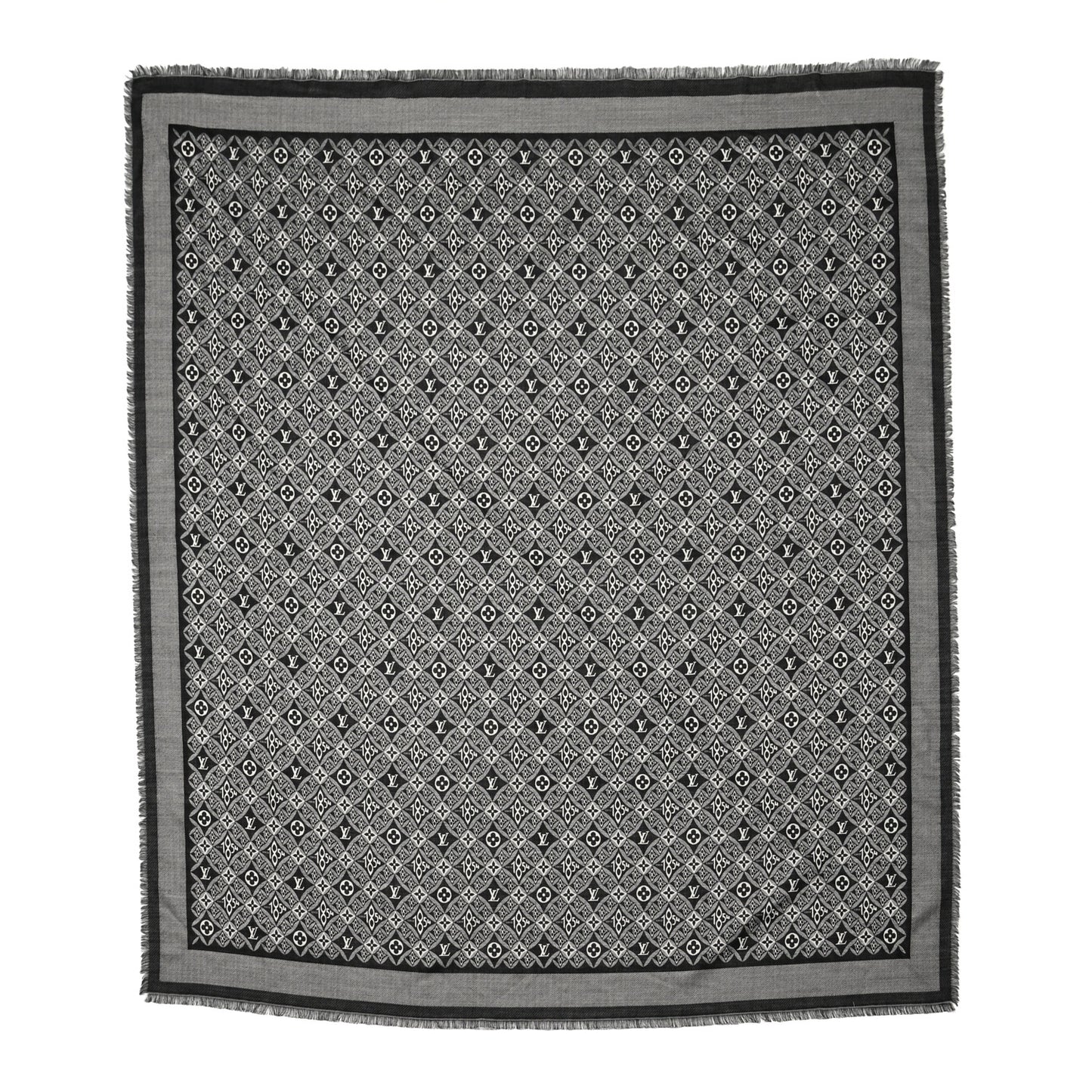 Silk Wool Jacquard Since 1854 Monogram Shawl Gray