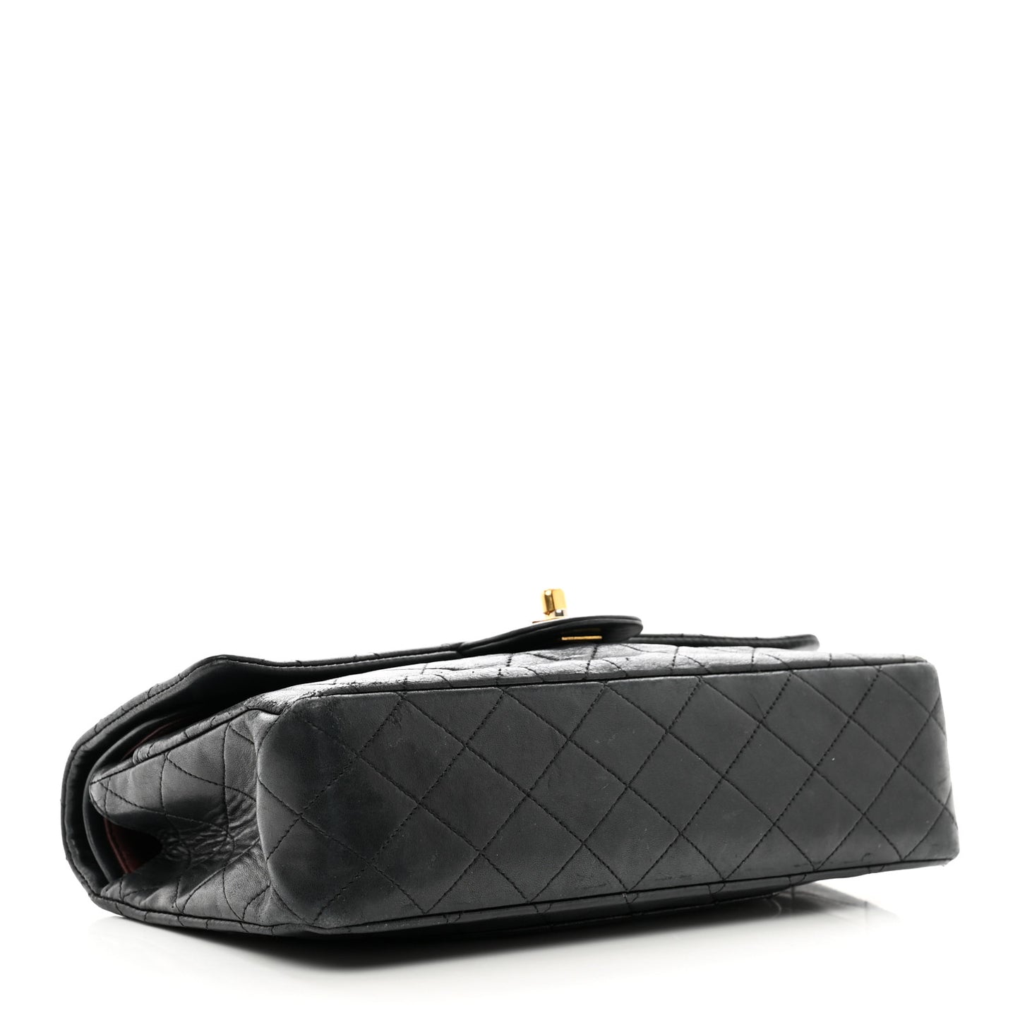 Lambskin Quilted Medium Double Flap Black