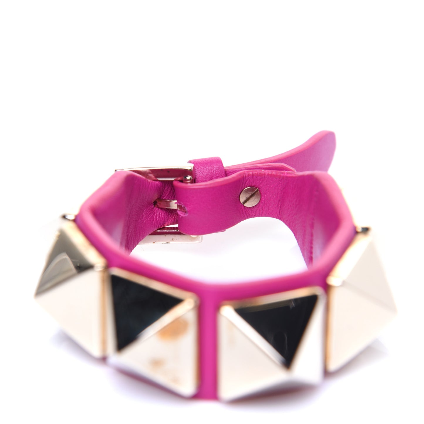 Calfskin Macro Rockstud Bracelet Pink