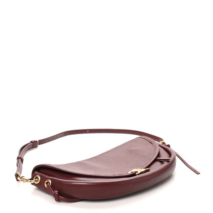 Celine Shiny Lambskin Soft Triomphe Little Half Moon Bag Syrah 3 of 9