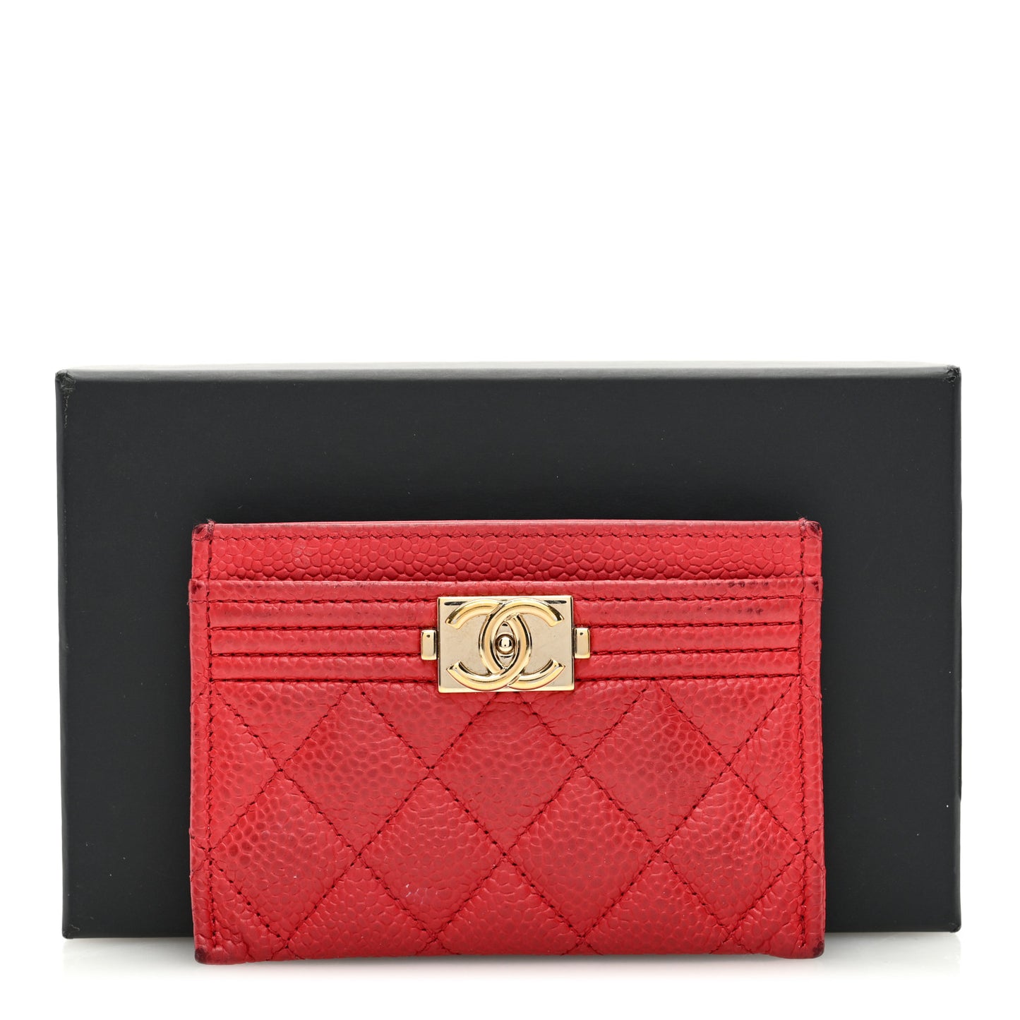 Caviar Quilted Boy Card Holder Red