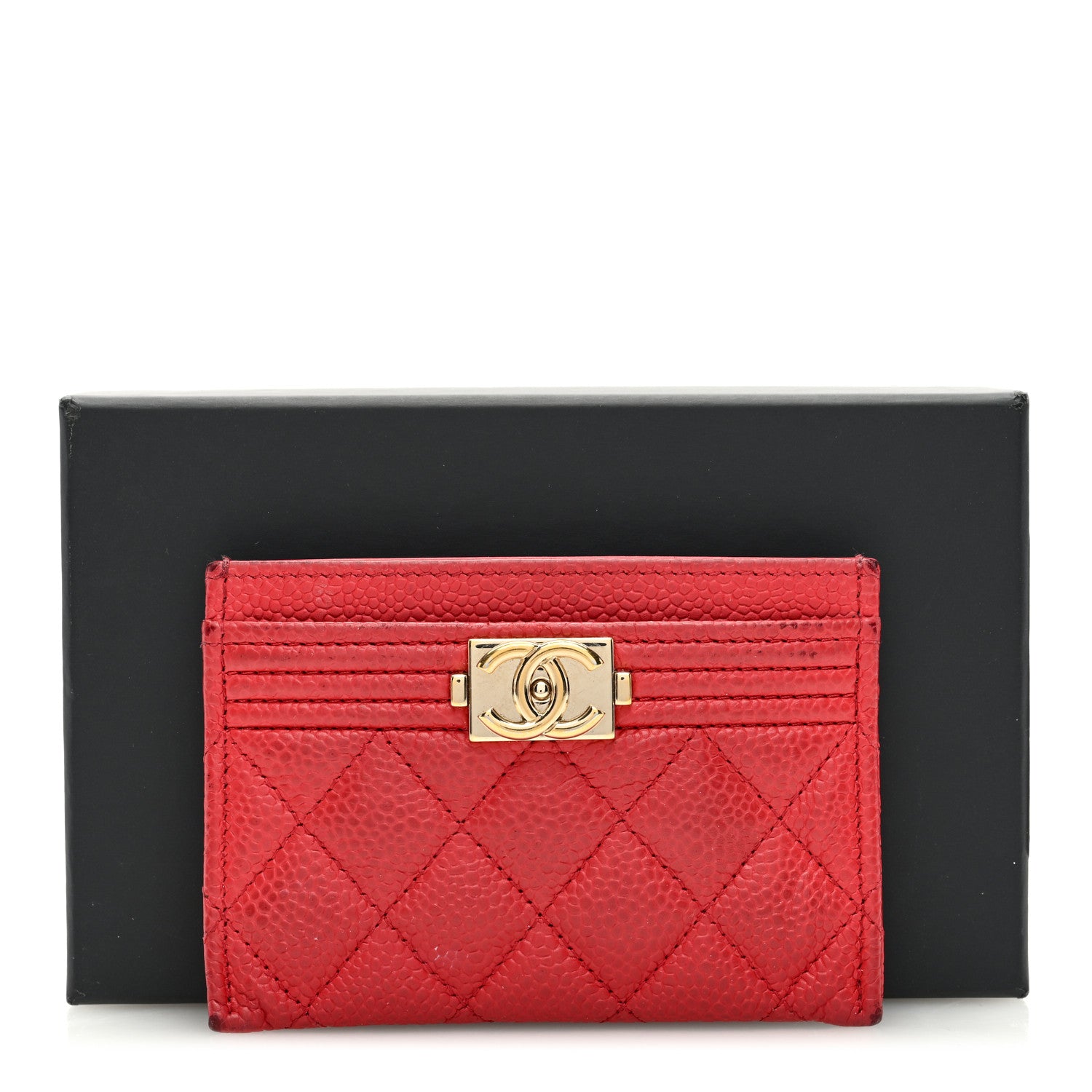 Chanel Caviar Quilted Boy Card Holder Red 11 of 11