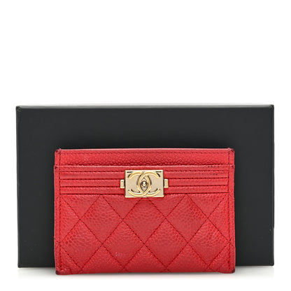 Chanel Caviar Quilted Boy Card Holder Red 11 of 11