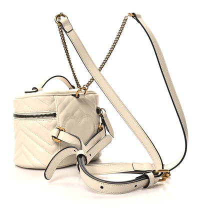 Gucci Calfskin Matelasse Mini GG Marmont Round Backpack White 3 of 11