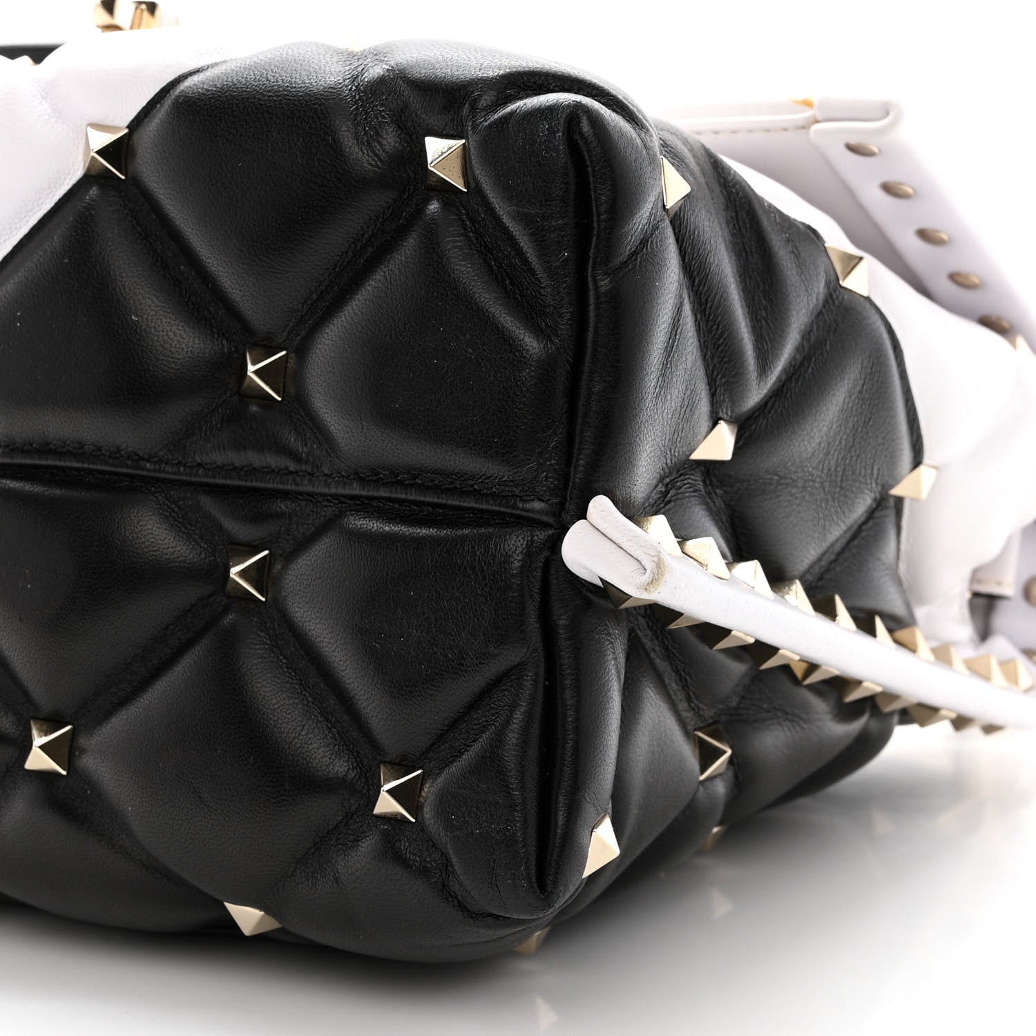 Valentino Garavani Nappa Medium Candystud Top Handle Bag White Black 10 of 14