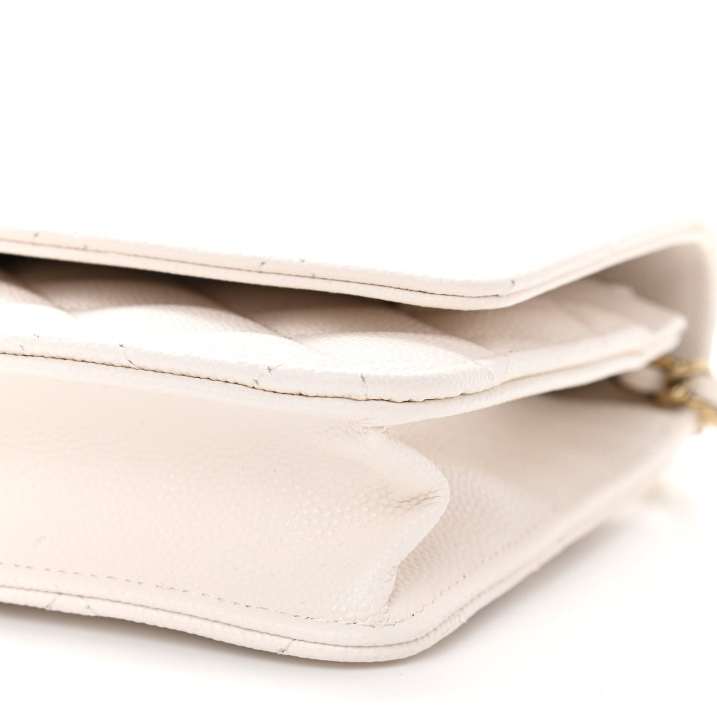 Caviar Quilted Wallet On Chain WOC White