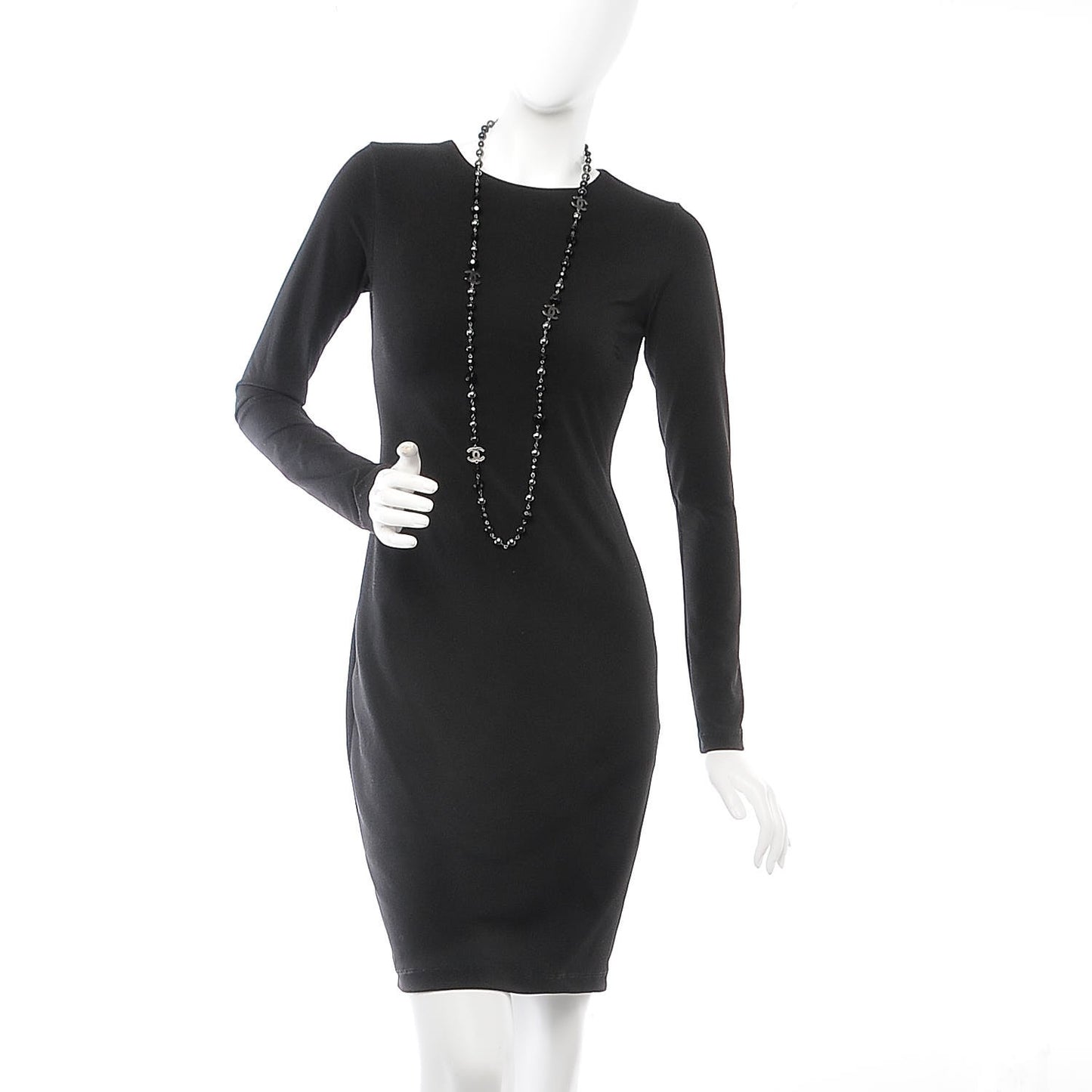 Ruthenium Beaded CC Long Necklace Black