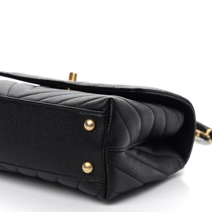 Chanel Caviar Chevron Quilted Mini Coco Handle Flap Black 8 of 8
