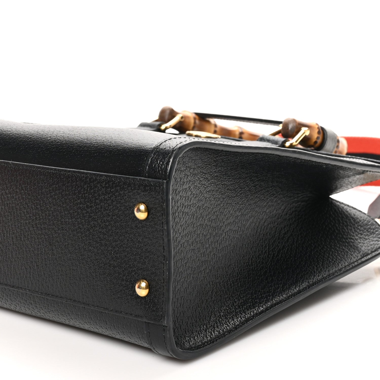 Gucci Textured Dollar Calfskin Web Small Diana Tote Bag Black Dusty Grey 10 of 11